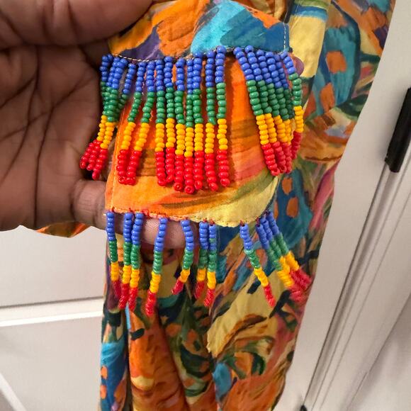 NWT $110 FARM Rio XS Colorful Bananas Swimsuit Cover-Up Mini Wrap Dress - Picture 5 of 10